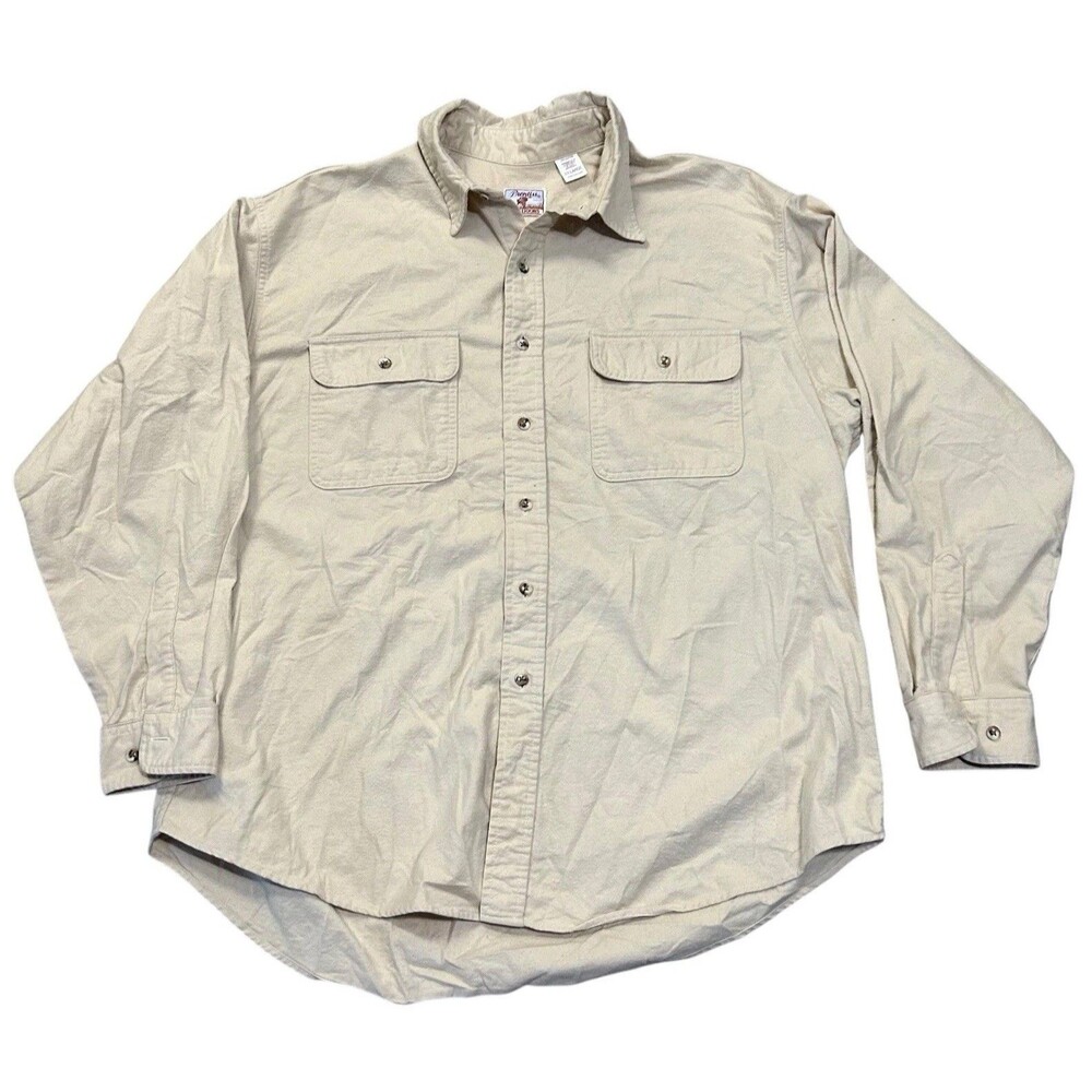 Prentiss Outdoors Men's Chamois XXL Button Up Shirt Beige Long Sleeve